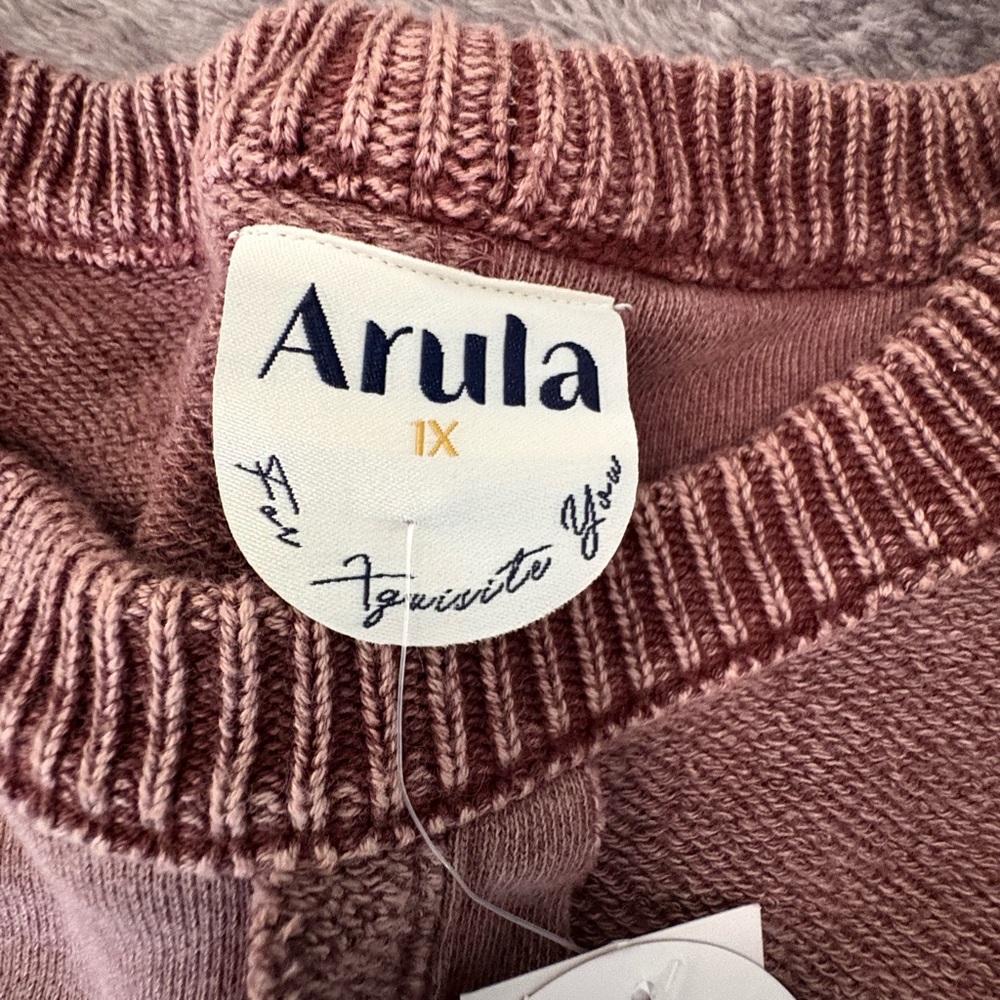 Arula (Altar’d State) Arula Jenna Mauve Ultra Cropped crew Sweatshirt sz 1X - Picture 6 of 7